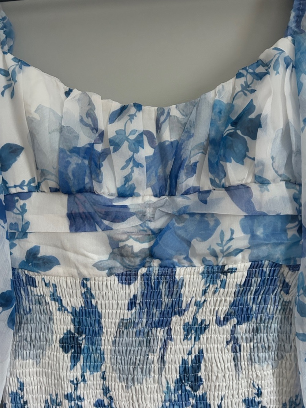 Hello Molly White and Blue Floral Long Sleeve Dress - Picture 8 of 10